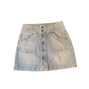 Bullhead Denim Button Front Short Mini Skirt Sz 5